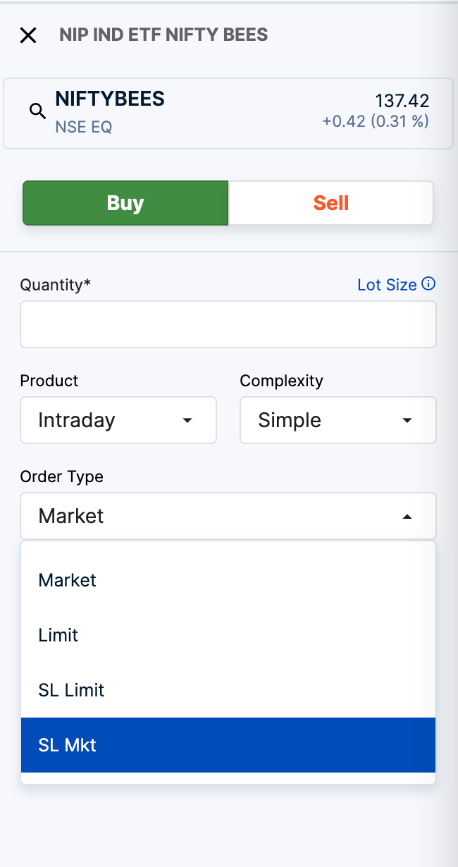 stop loss market order Upstox